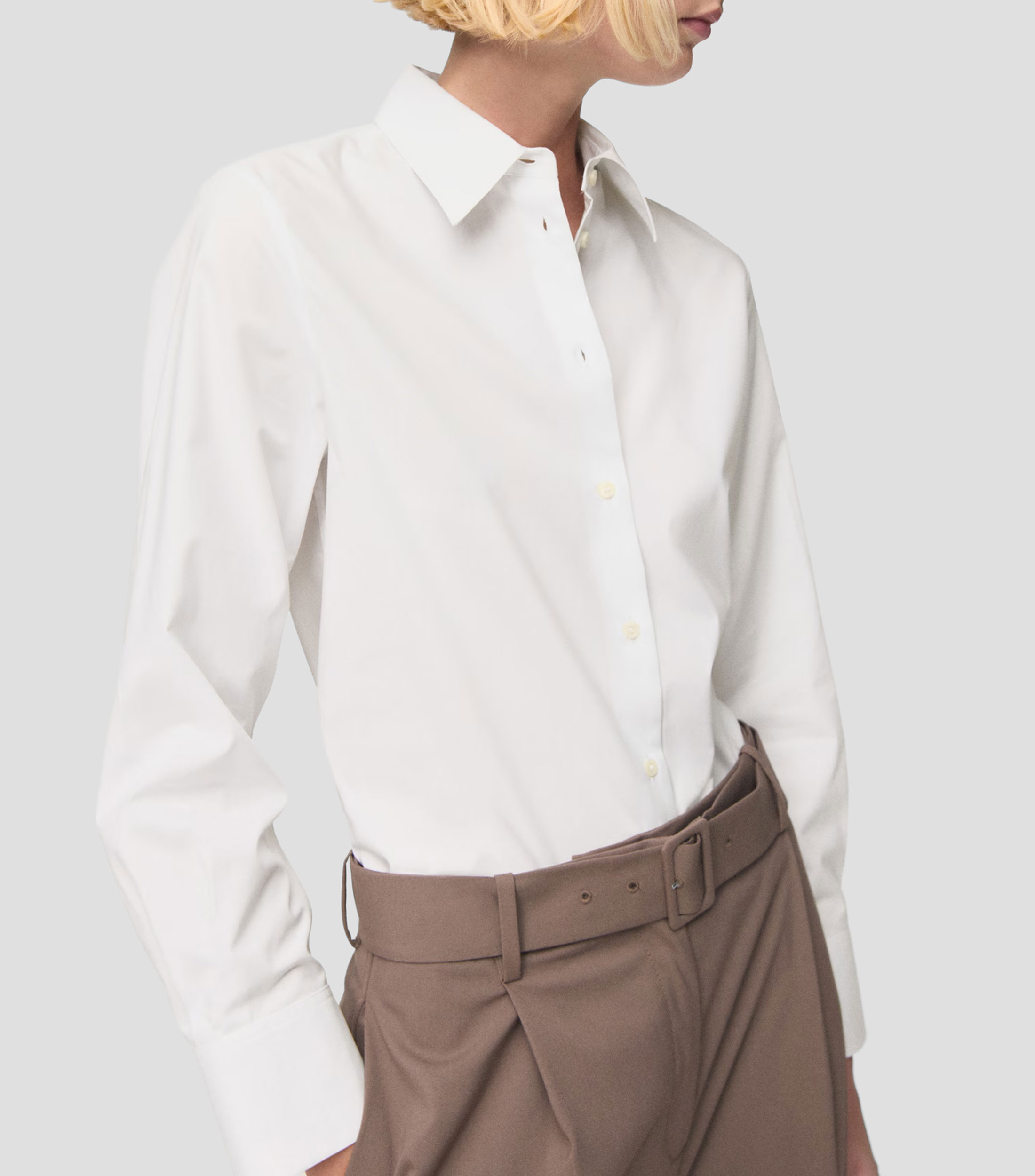 Camisa lisa manga larga Mujer